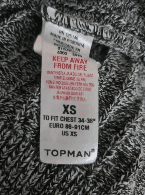 Topman Mens Grey Knit Jumper XS Crew Neck Marl Sweater