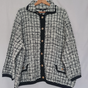 Next Womens Black White Textured Knit Cardigan XXL / UK 24-26