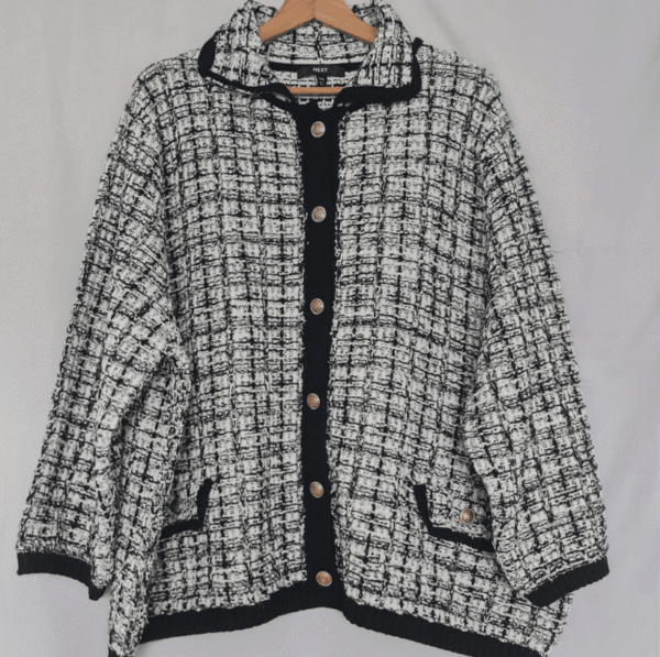Next Womens Black White Textured Knit Cardigan XXL / UK 24-26
