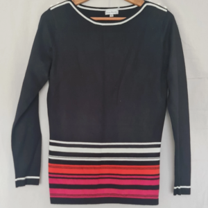 Nina Murati Womens Stripe Knit Jumper Black Multi S / UK 8-10