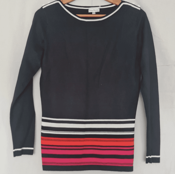 Nina Murati Womens Stripe Knit Jumper Black Multi S / UK 8-10