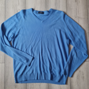 Marks & Spencer Mens V Neck Jumper Blue Acrylic Knit M