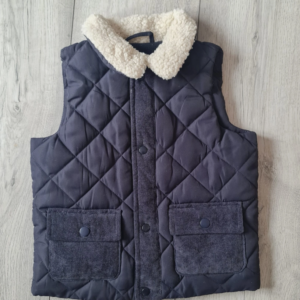 Matalan Kids Quilted Gilet Navy Sherpa Collar 18-24 Months