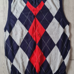 Dunlop Mens Argyle Knitted Tank Top Navy Grey XXL Sleeveless