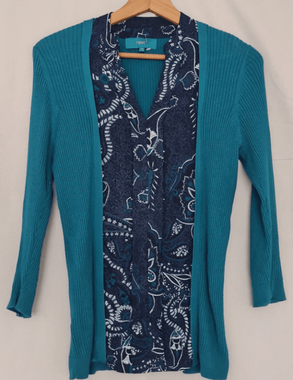 Next Womens Open Front Cardigan Top Turquoise Blue S / UK 8-10