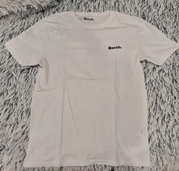Bench Men’s White Black Logo Crew Neck T-Shirt Size M