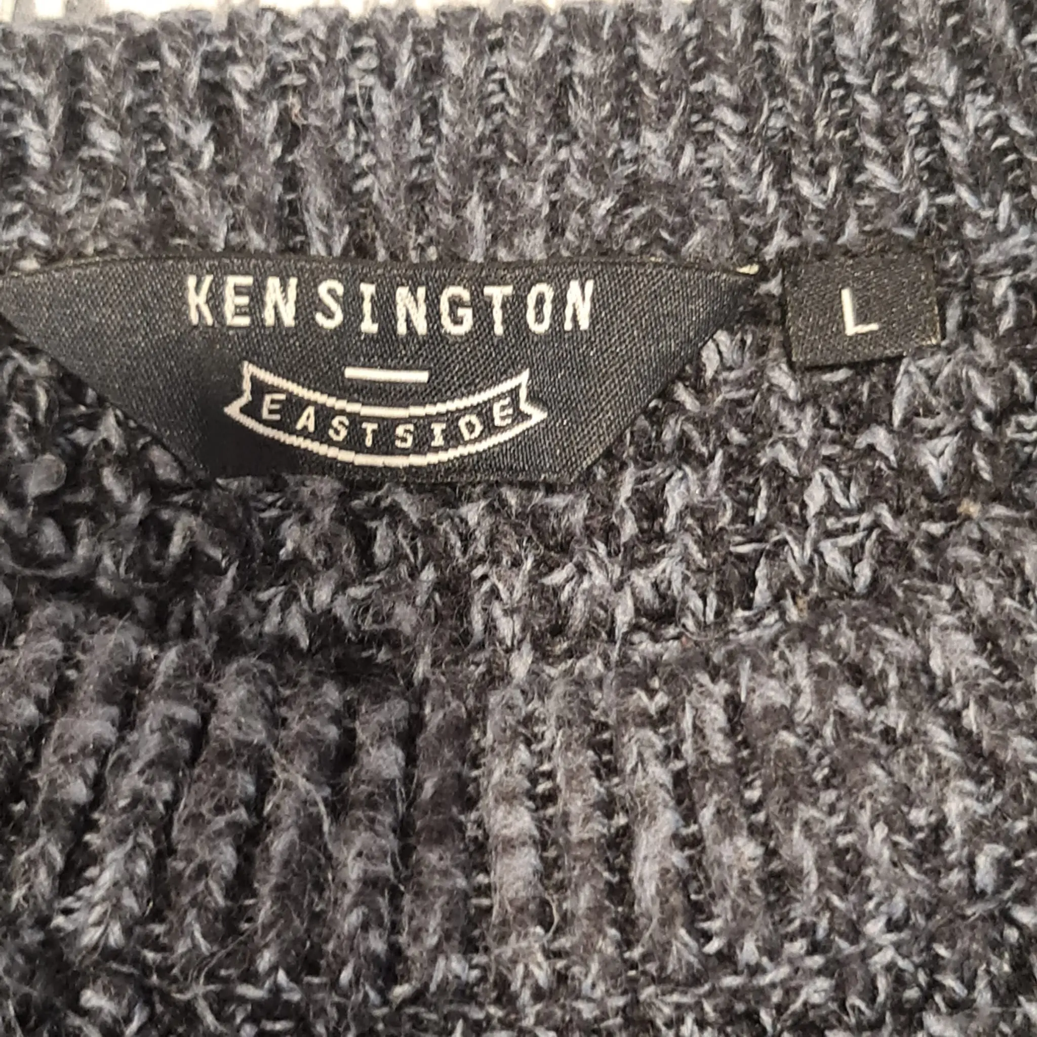 Kensington Men's Black Grey Textured Colour Block Jumper Size L - Image 2