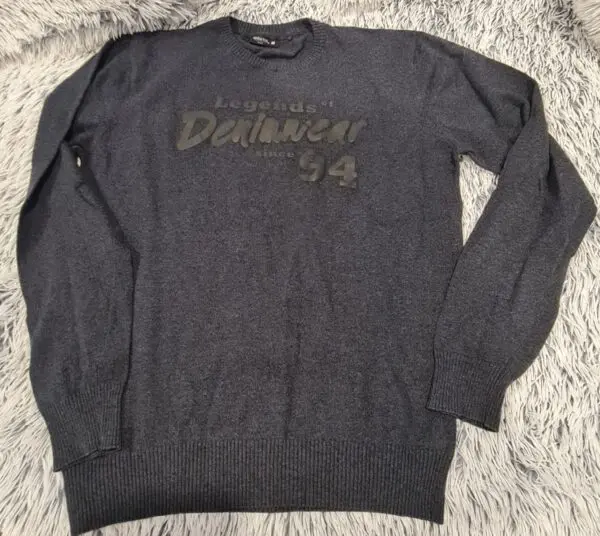 Identic Man Men’s Grey Legends of Denim Graphic Jumper Size M