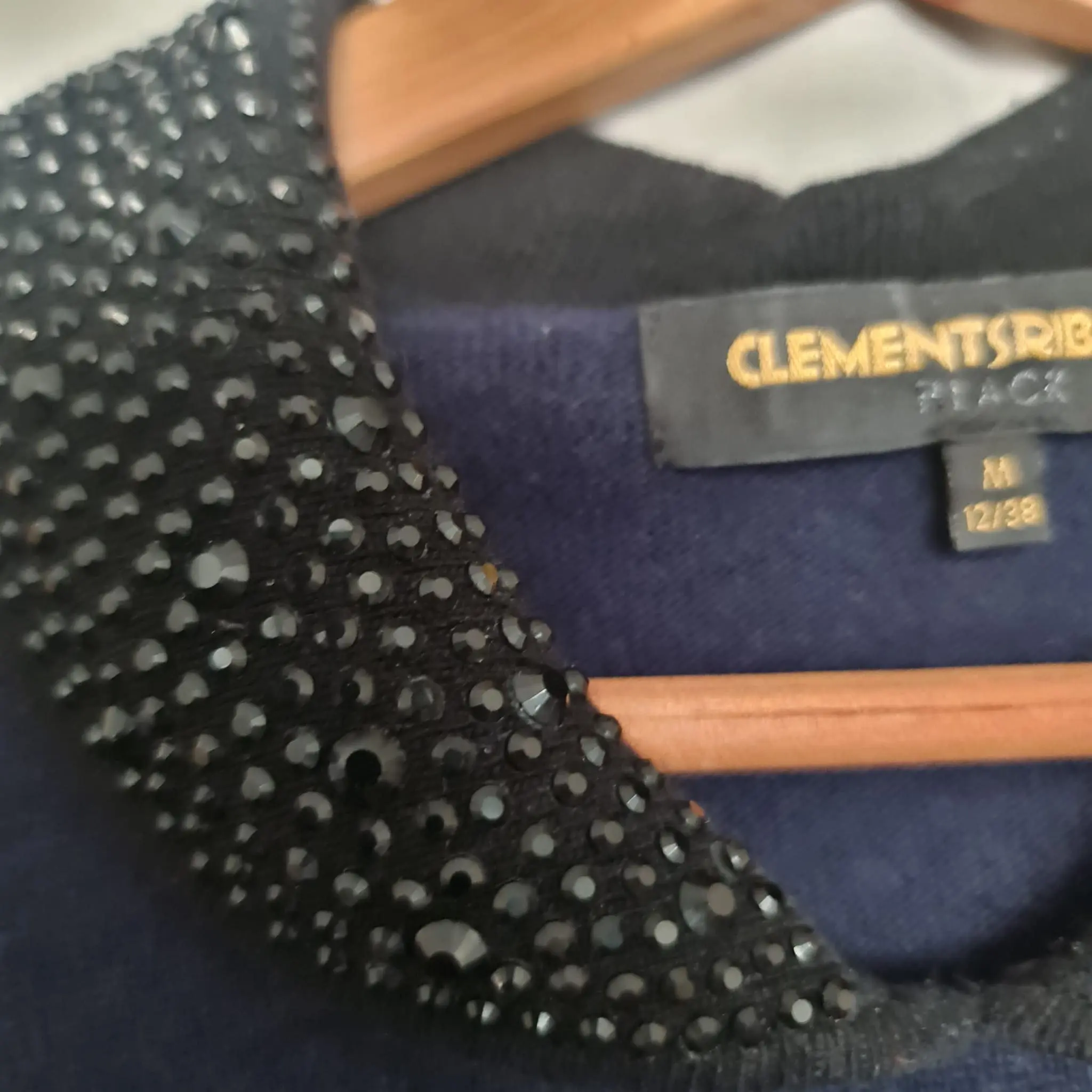 Clements Ribeiro Womens Embellished Knit Midi Dress Navy Black M UK 12-14 - Image 2
