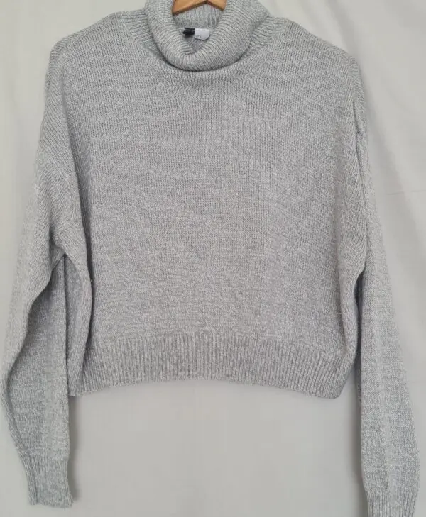 Divided Womens Cropped Roll Neck Jumper Grey M UK 12-14