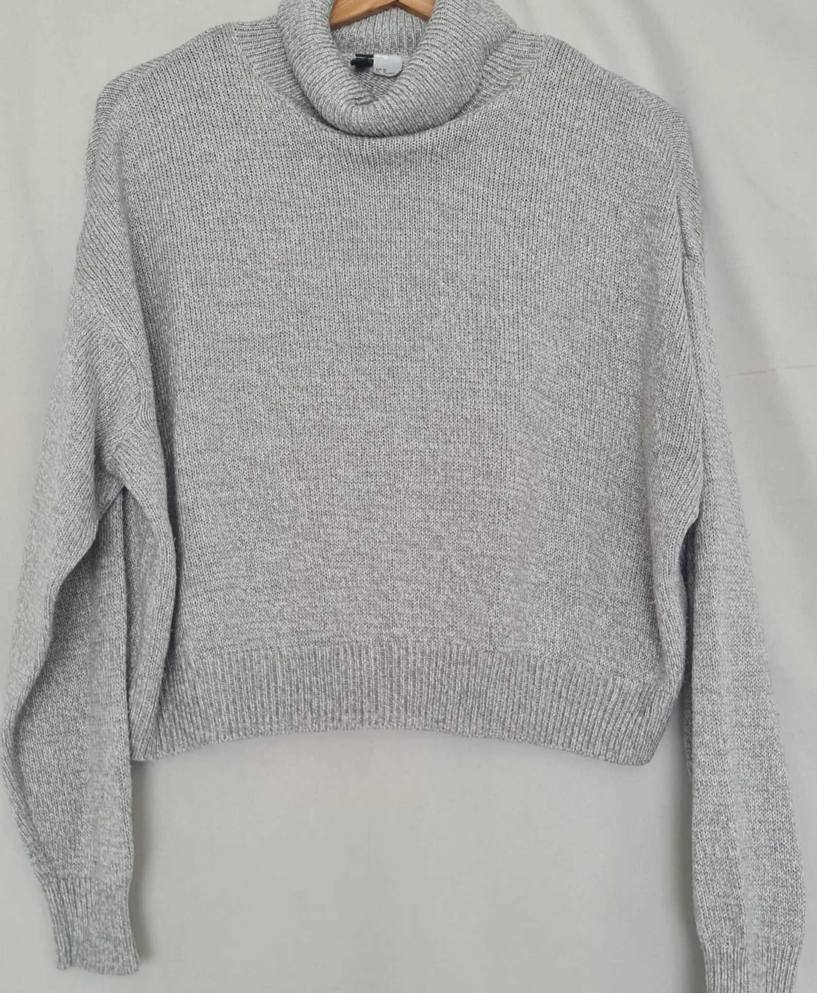 Divided Womens Cropped Roll Neck Jumper Grey M UK 12-14