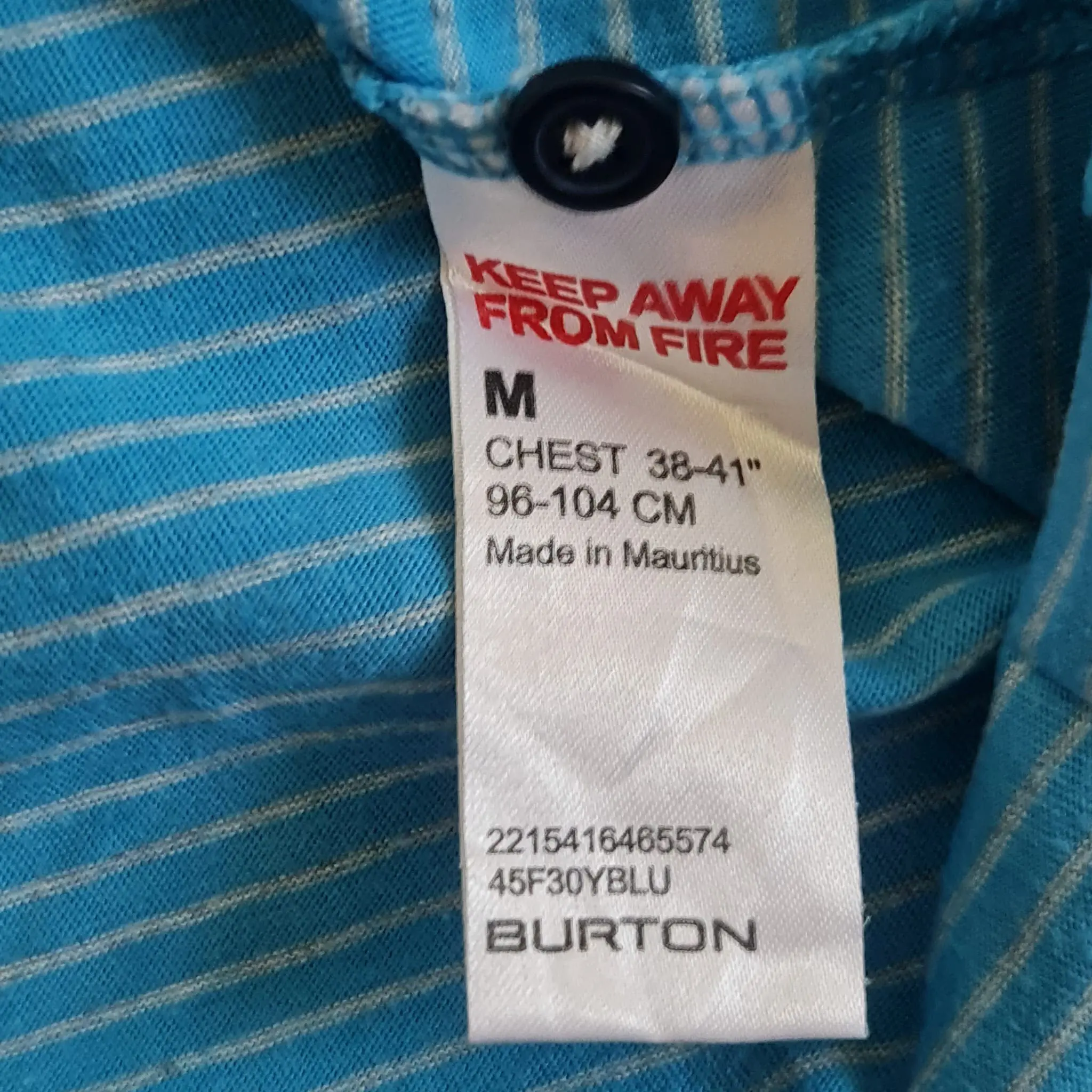 Burton Mens Striped Henley T-Shirt Turquoise Blue Size M - Image 2