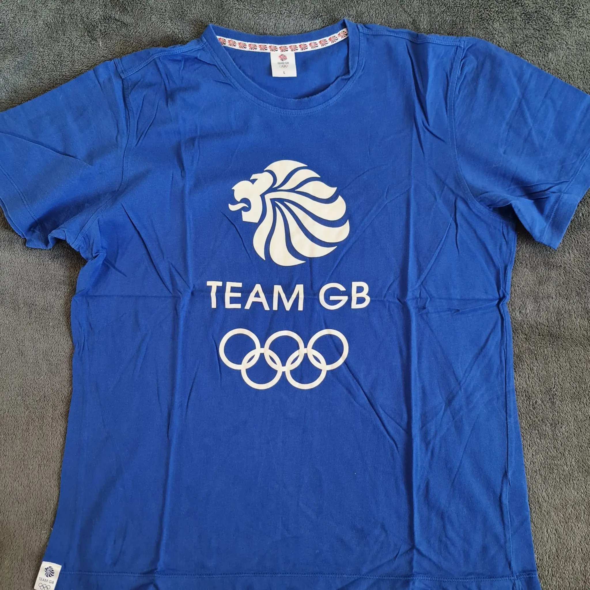 Team GB Unisex Olympic Logo T-Shirt Blue White Size L