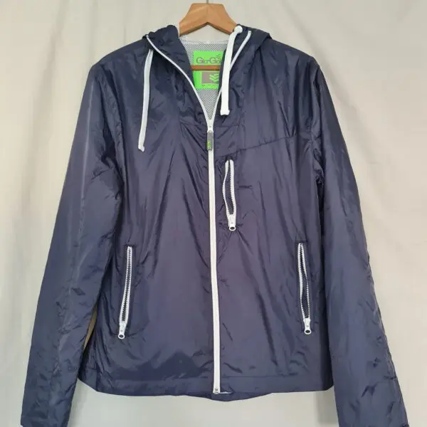 Gio Goi Mens Lightweight Hooded Windbreaker Jacket Navy Size M