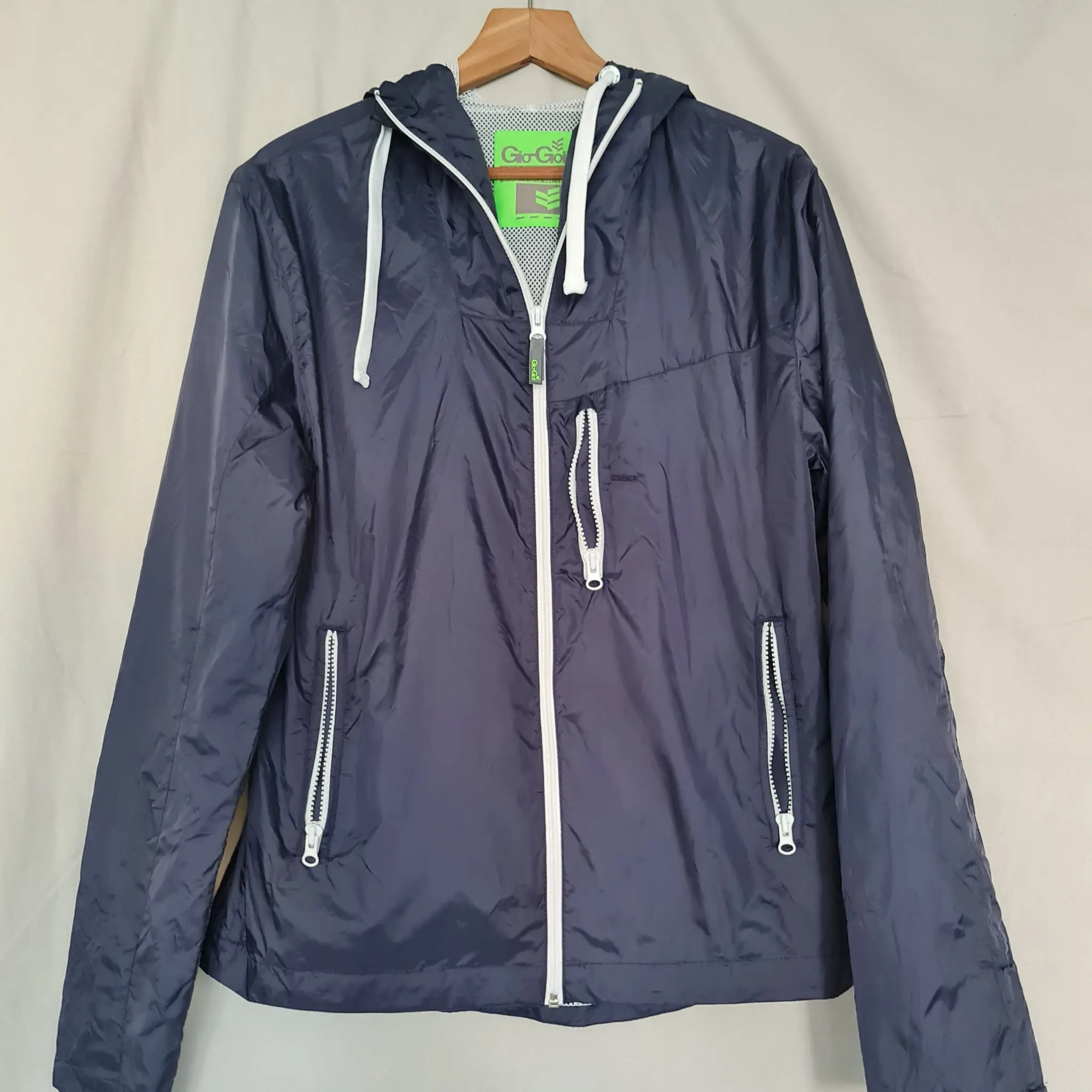 Gio Goi Mens Lightweight Hooded Windbreaker Jacket Navy Size M
