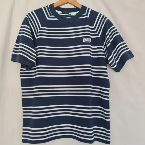 Lonsdale Men’s Navy White Striped Logo T-Shirt Size M