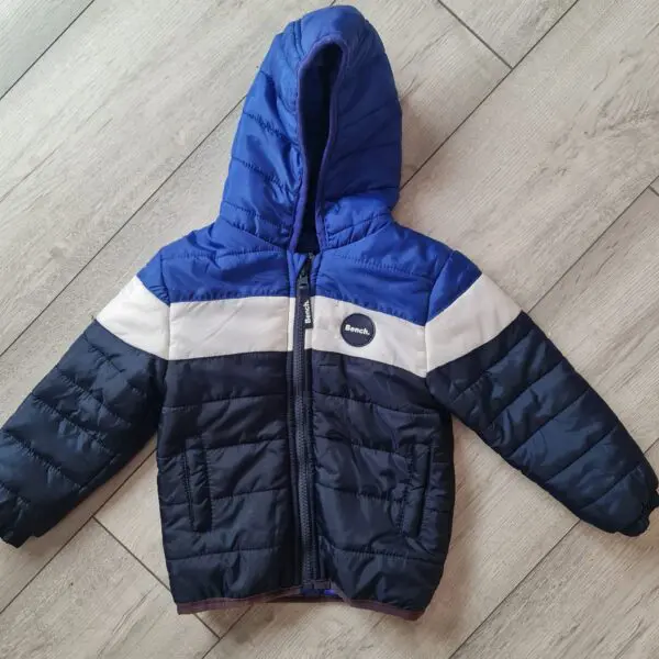 Bench Boys Blue Navy Colour Block Hooded Puffer Jacket 2-3 Years