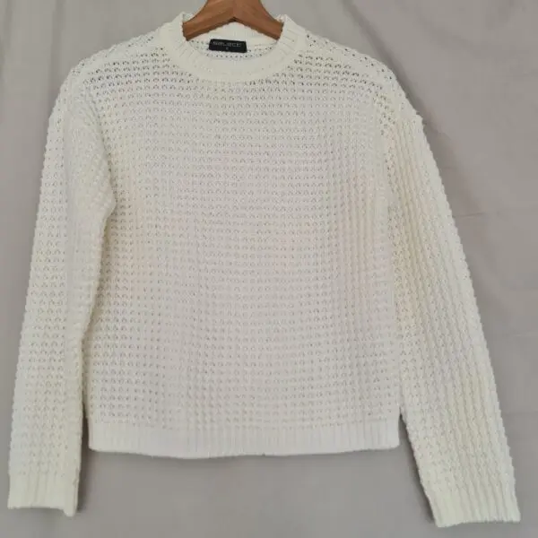 Select Womens Cream Open Knit Jumper S UK 8-10