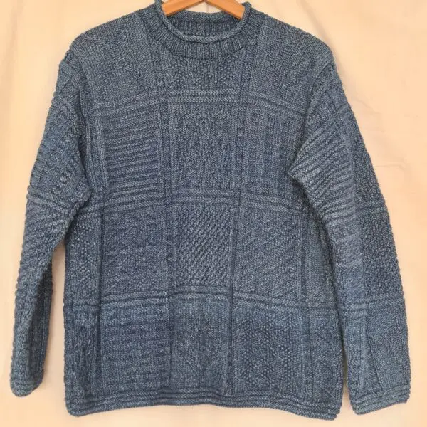 Unbranded Mens Blue Textured Knit Crew Neck Jumper Size M