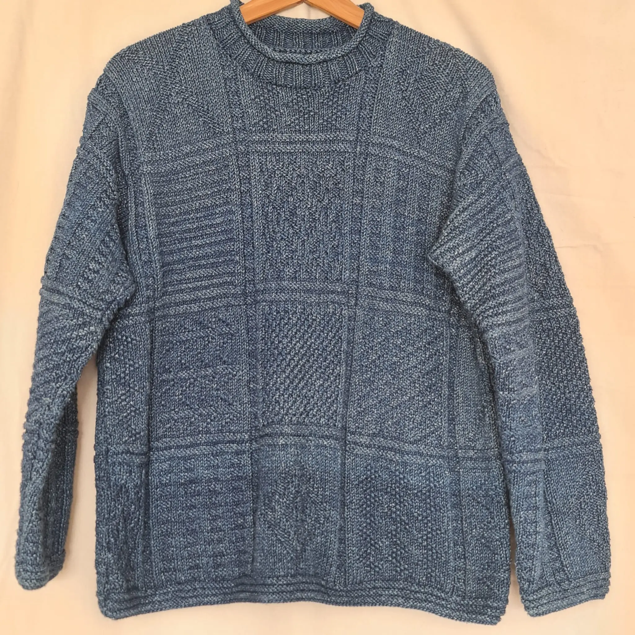 Unbranded Mens Blue Textured Knit Crew Neck Jumper Size M