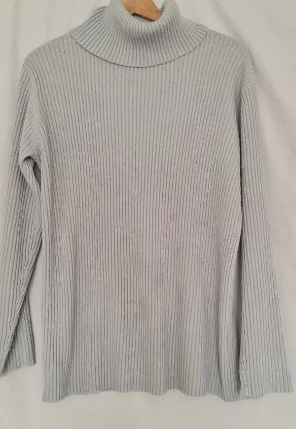 Jirgao Womens Grey Cashmere Blend Roll Neck Jumper M UK 12-14