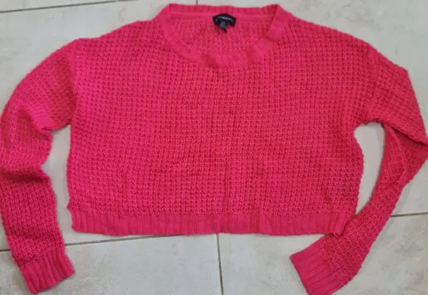 Jedustions Womens Pink Cropped Knit Jumper S UK 8-10