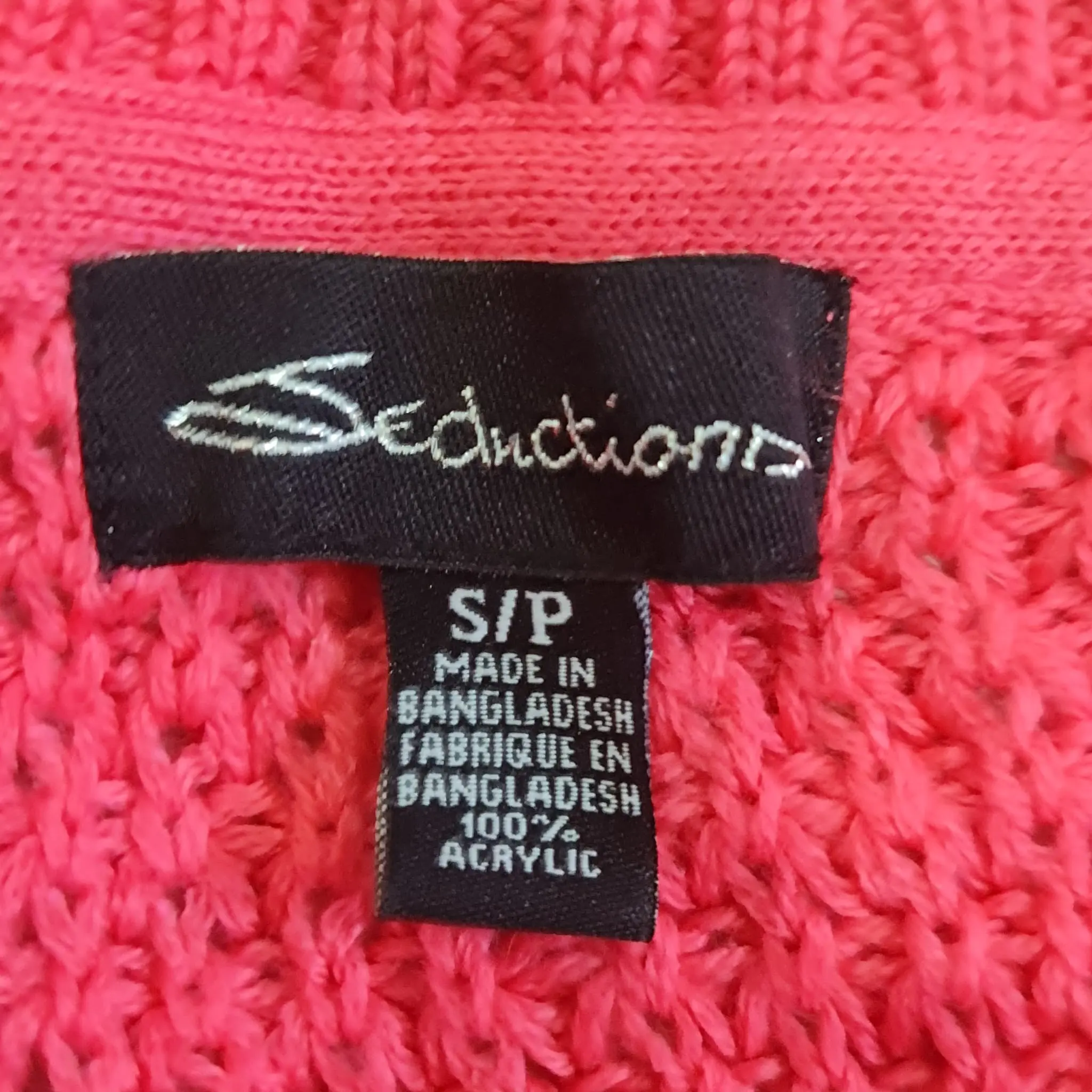 Jedustions Womens Pink Cropped Knit Jumper S UK 8-10 - Image 2