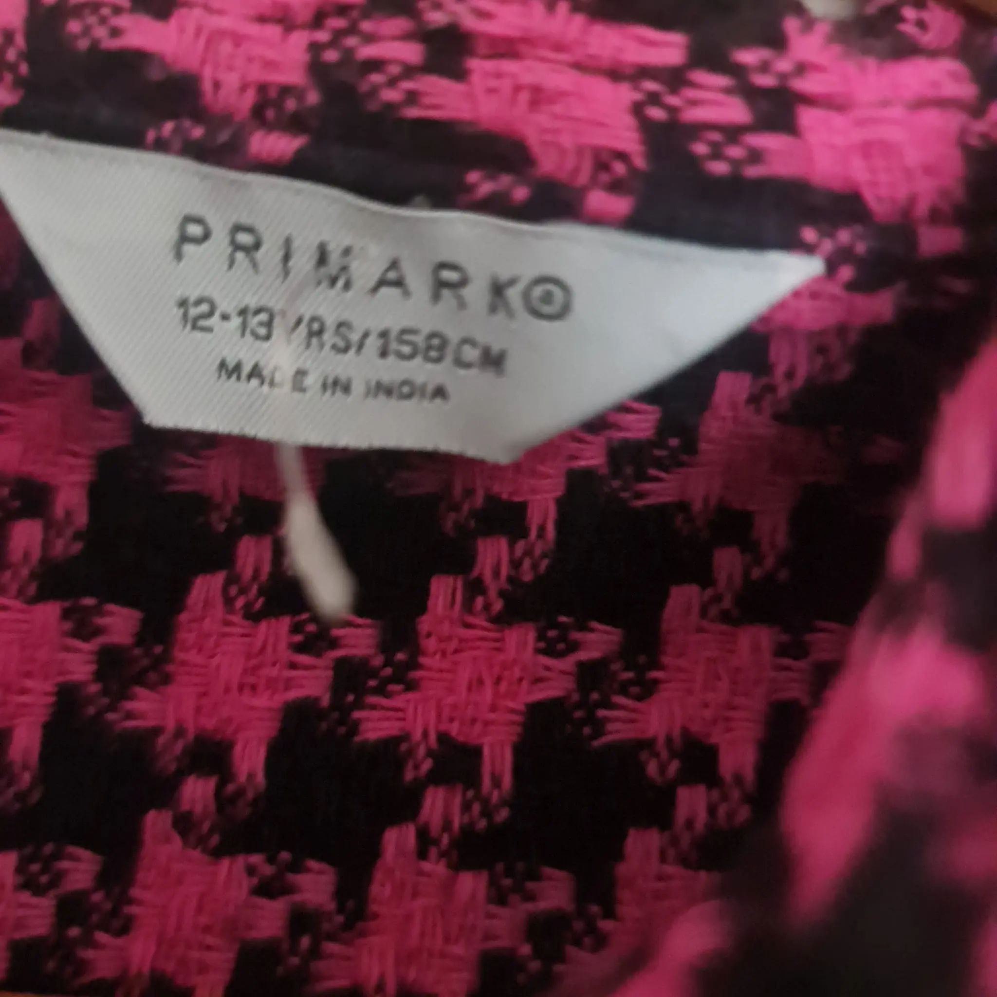 Primark Girls Pink Black Houndstooth Cropped Jacket 12-13Y - Image 2