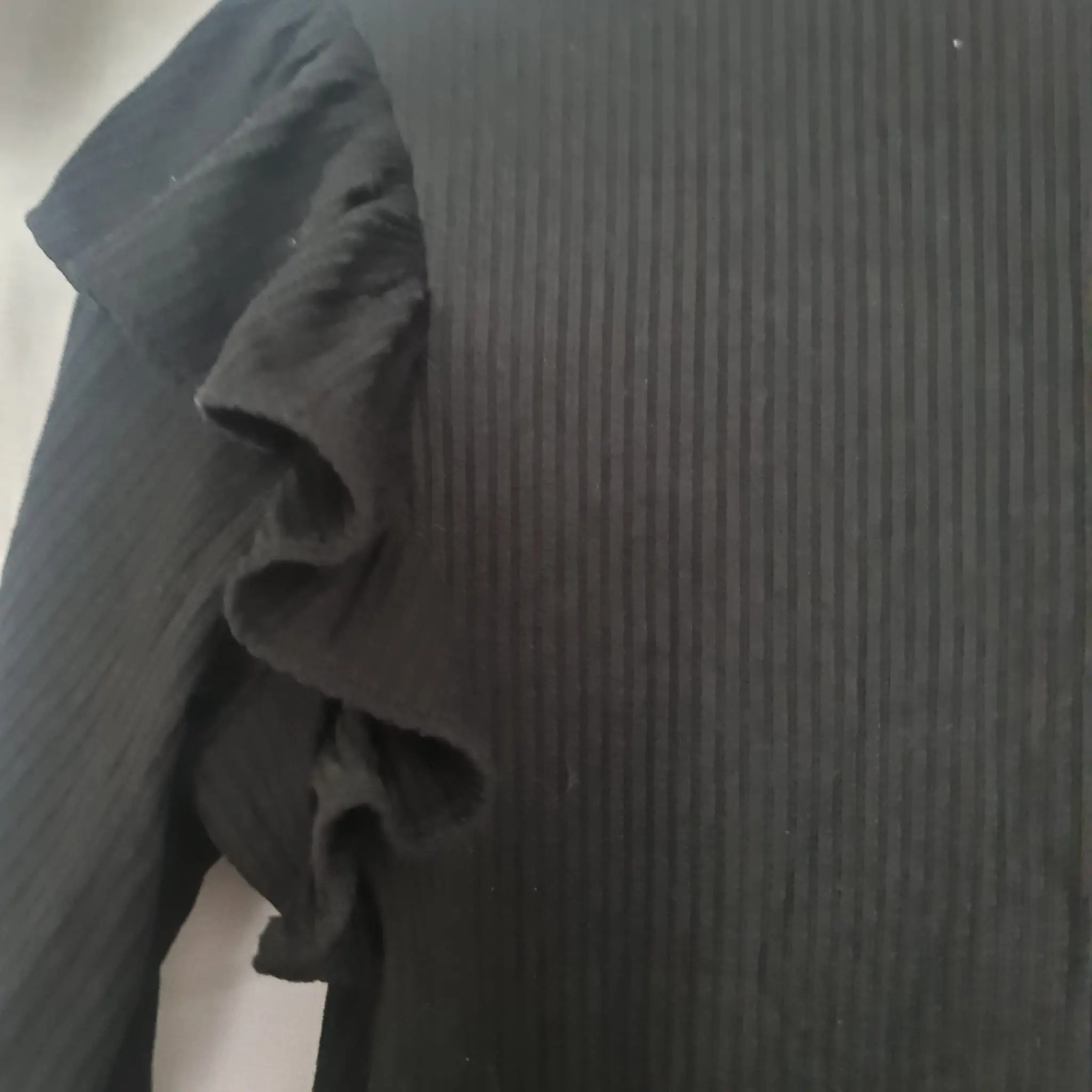 F&F Girls Black Ribbed Ruffle Sleeve Top 13-14 Years - Image 2