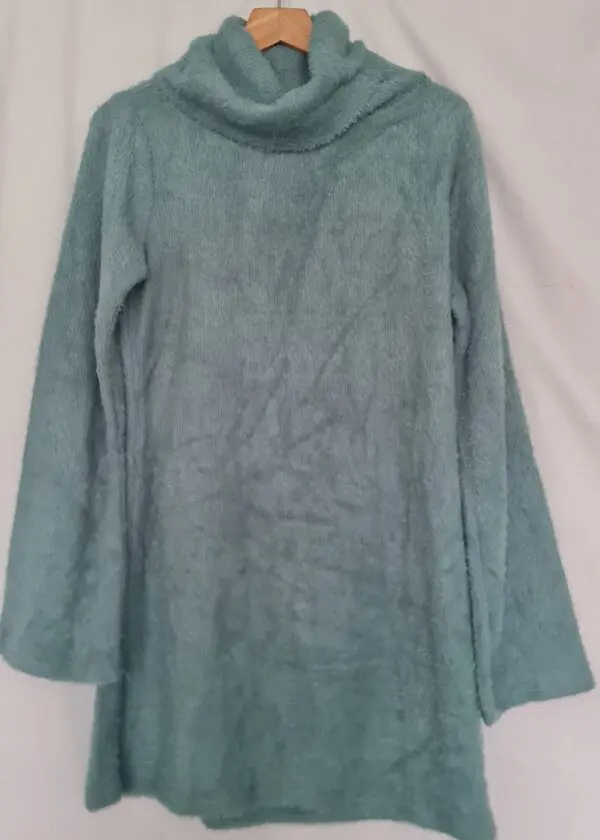 ASOS Design Womens Turquoise Fluffy Roll Neck Jumper UK 12