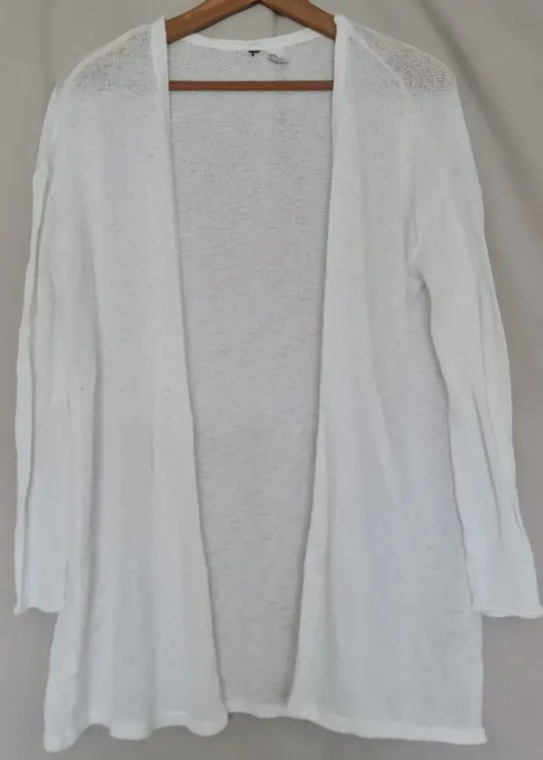 H&M Womens White Longline Open Front Cardigan M UK 12-14