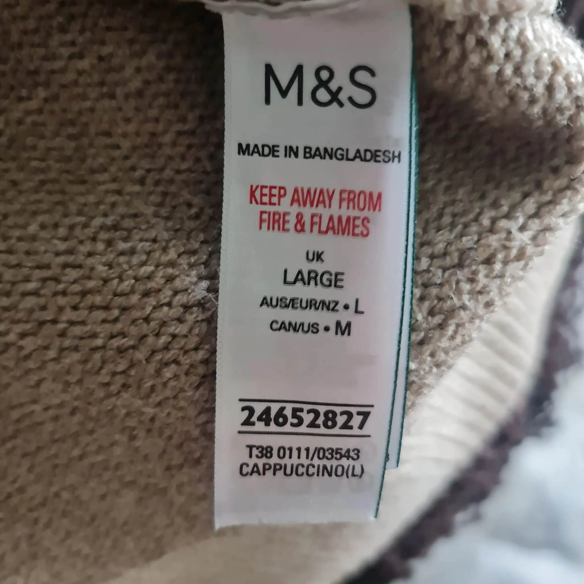M&S Womens Beige Cable Knit Collared Jumper L UK 16-18 - Image 2