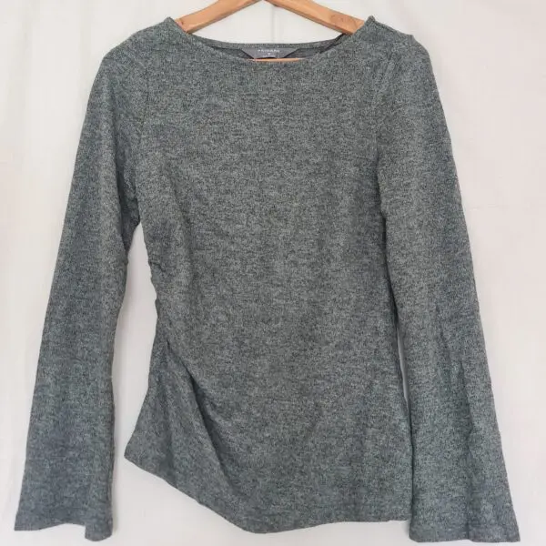 Primark Womens Grey Ruched Side Flare Sleeve Top M UK 12-14
