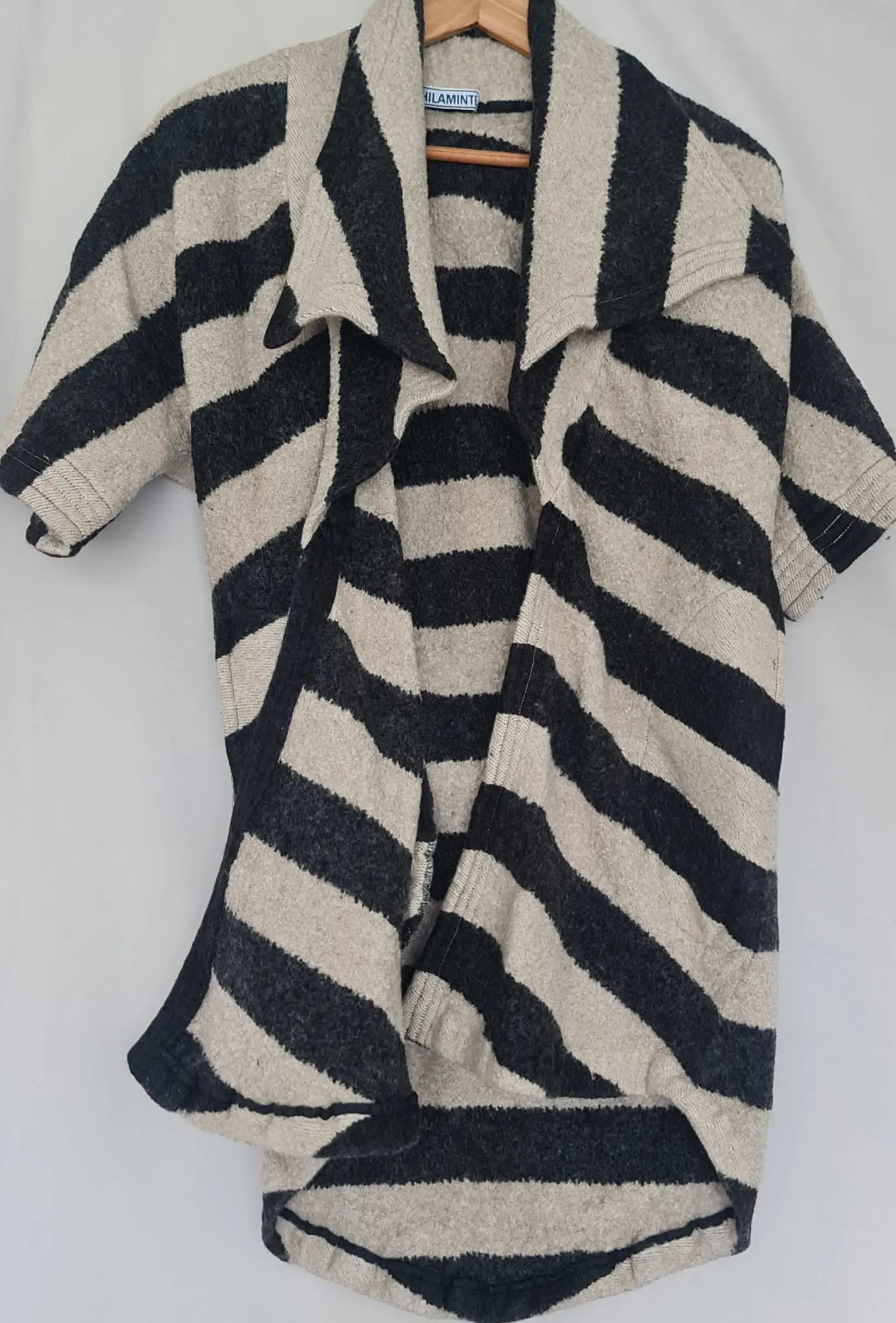 Philaminte Womens Beige Black Striped Cardigan XS UK 4-6