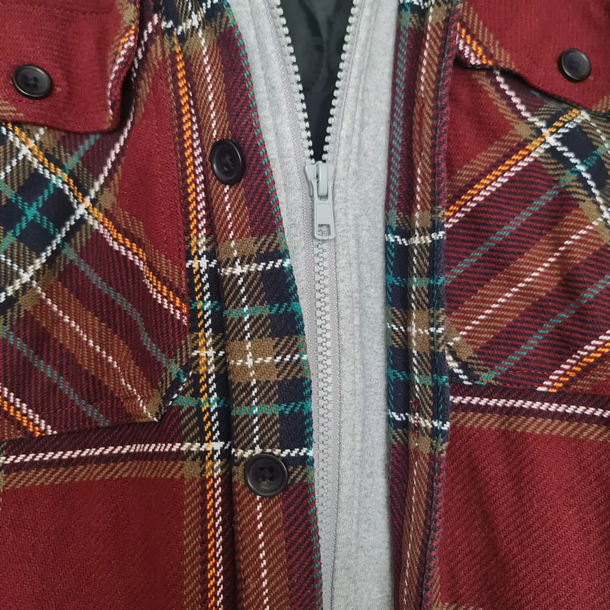 Next Men's Burgundy Tartan Hooded Shirt Jacket XL 45-47in - Image 3