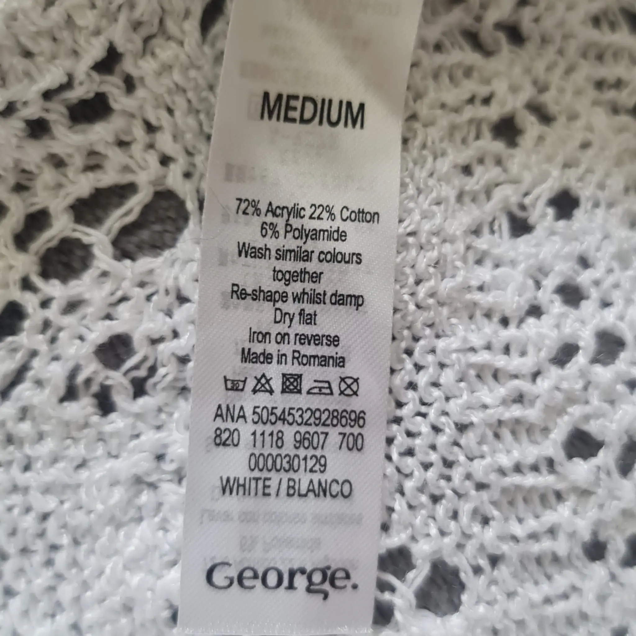 George Women's White Crochet Open Front Cardigan M UK 12-14 - Image 2
