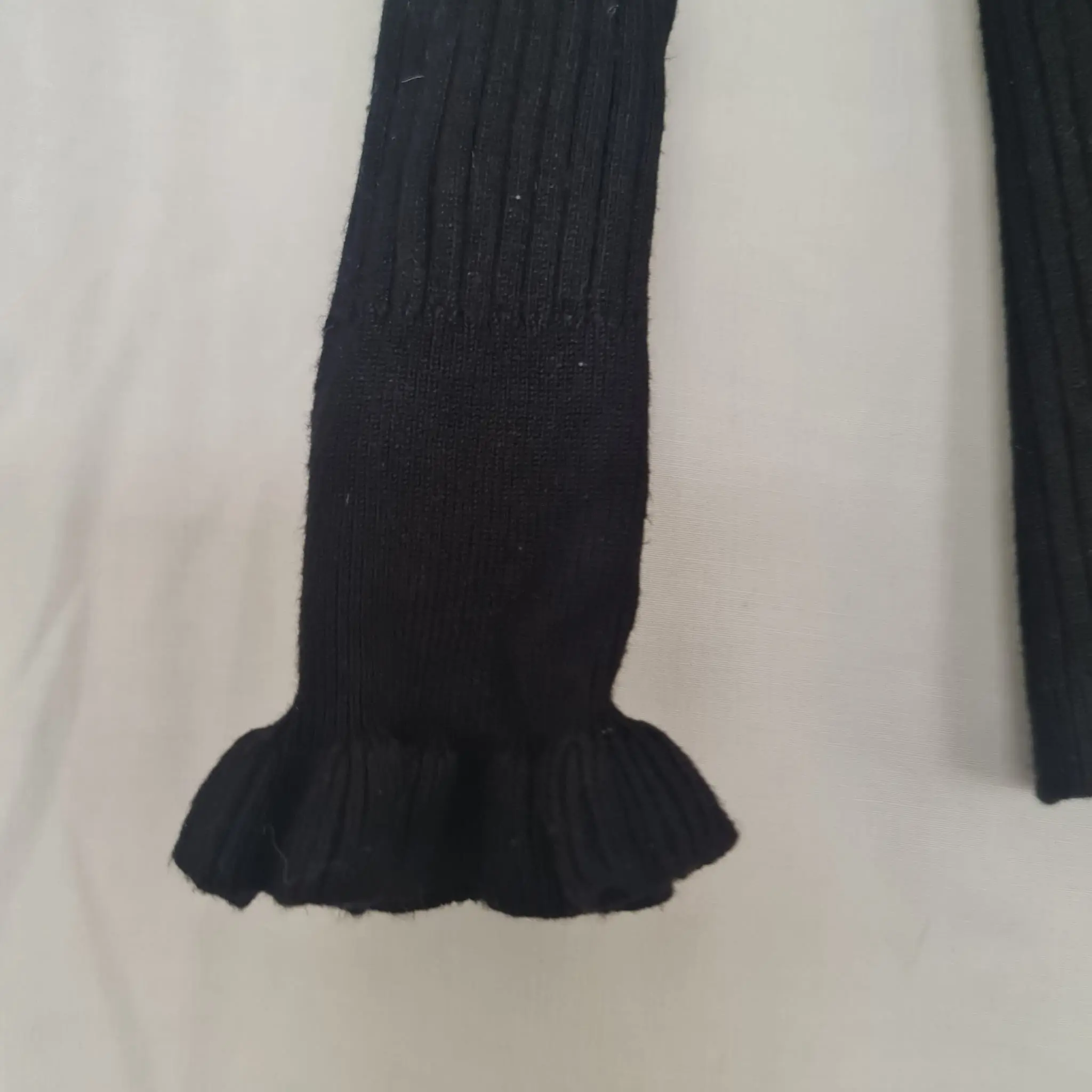 Object Womens Black Ribbed Ruffle Cuff Top M UK 12-14 - Image 2