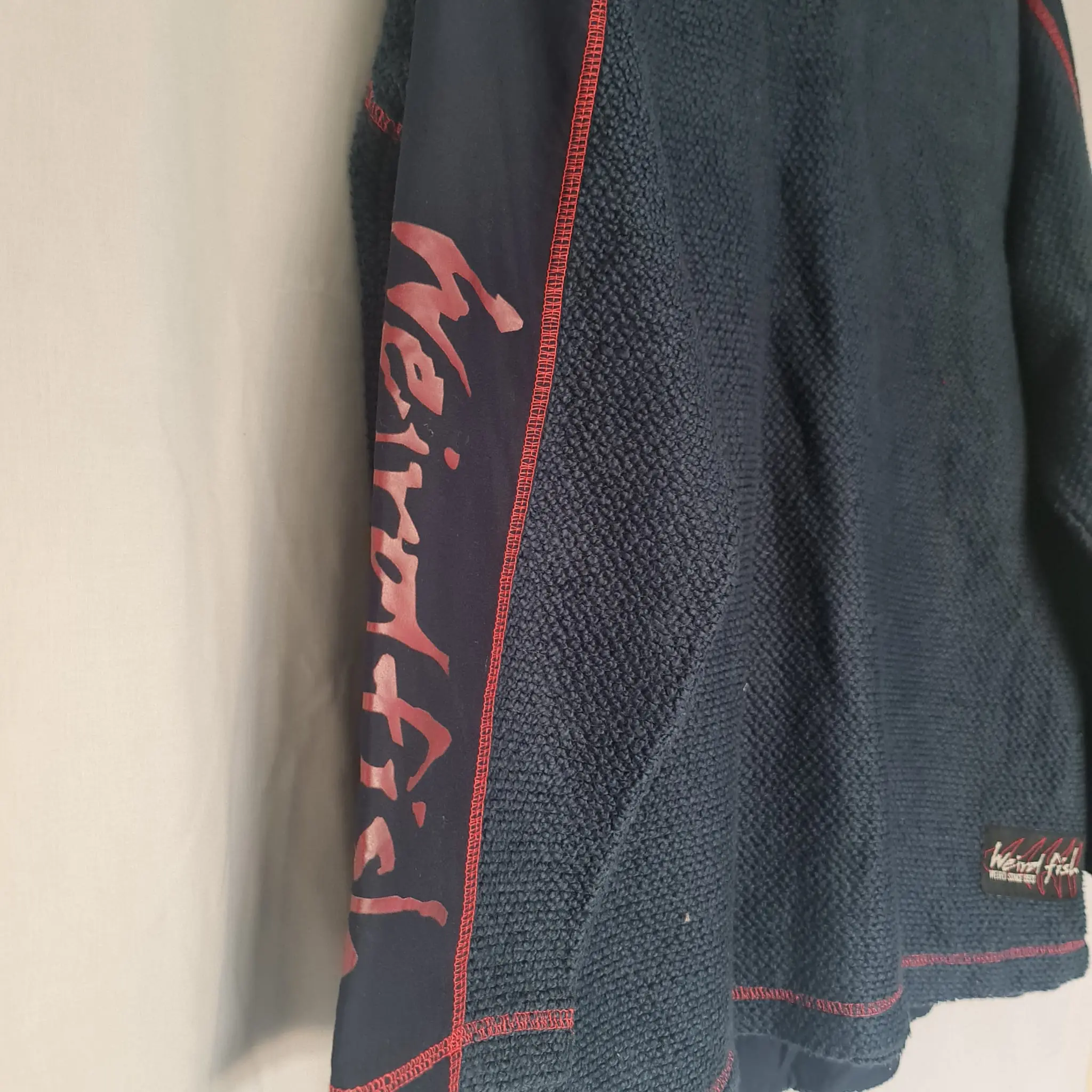Weird Fish Mens Navy Red Half Zip Macaroni Jumper L - Image 3