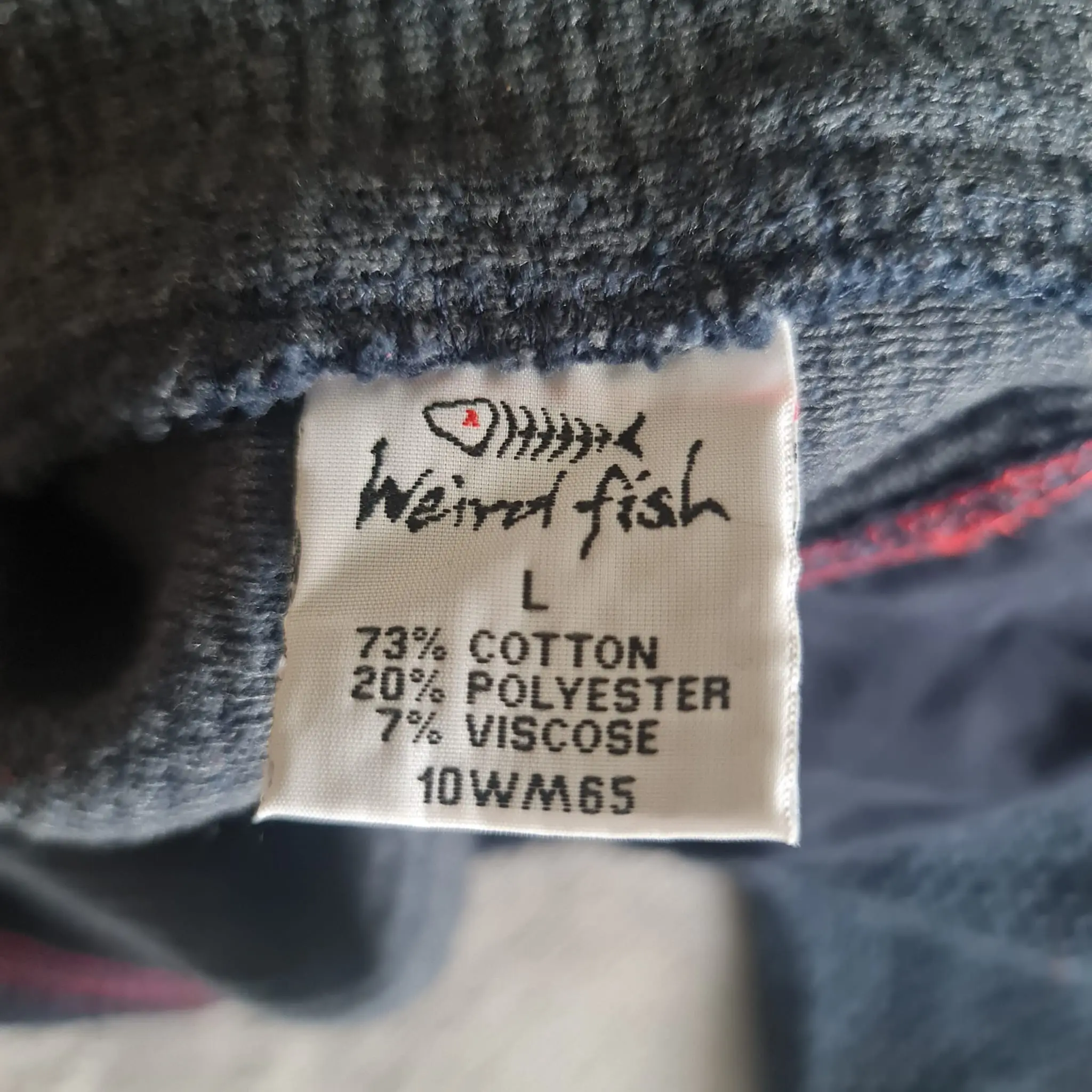 Weird Fish Mens Navy Red Half Zip Macaroni Jumper L - Image 4