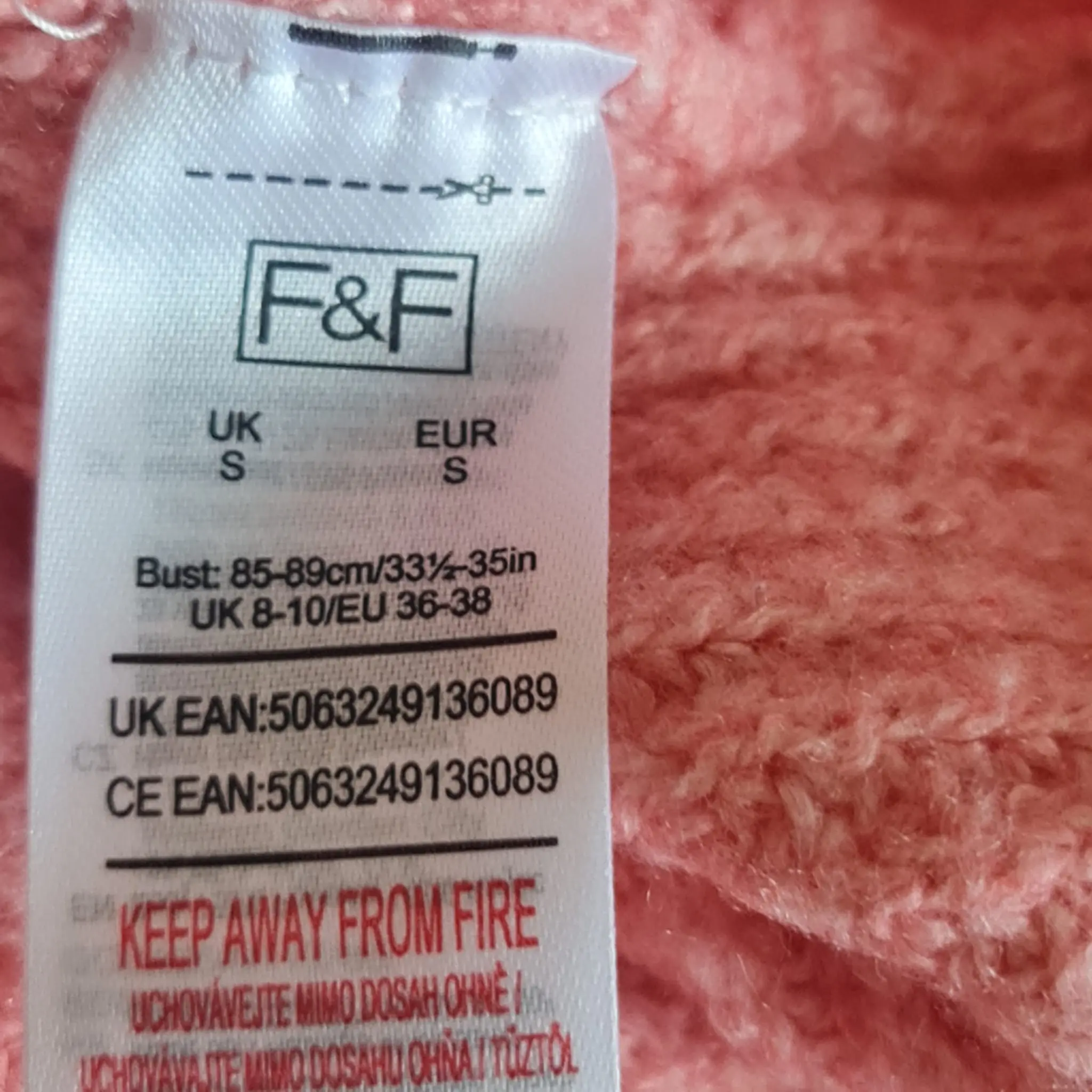 F&F Womens Rose Half Zip Ribbed Jumper S UK 8-10 - Image 2