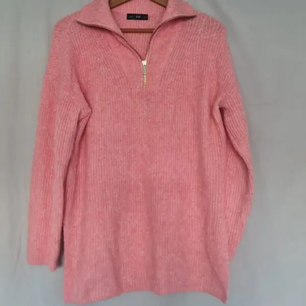 F&F Womens Rose Half Zip Ribbed Jumper S UK 8-10