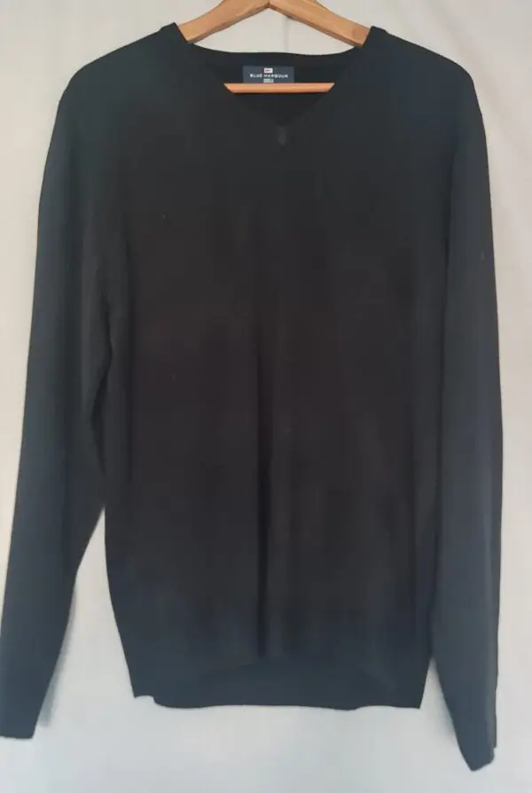 Marks & Spencer Blue Harbour Mens Black V Neck Jumper L