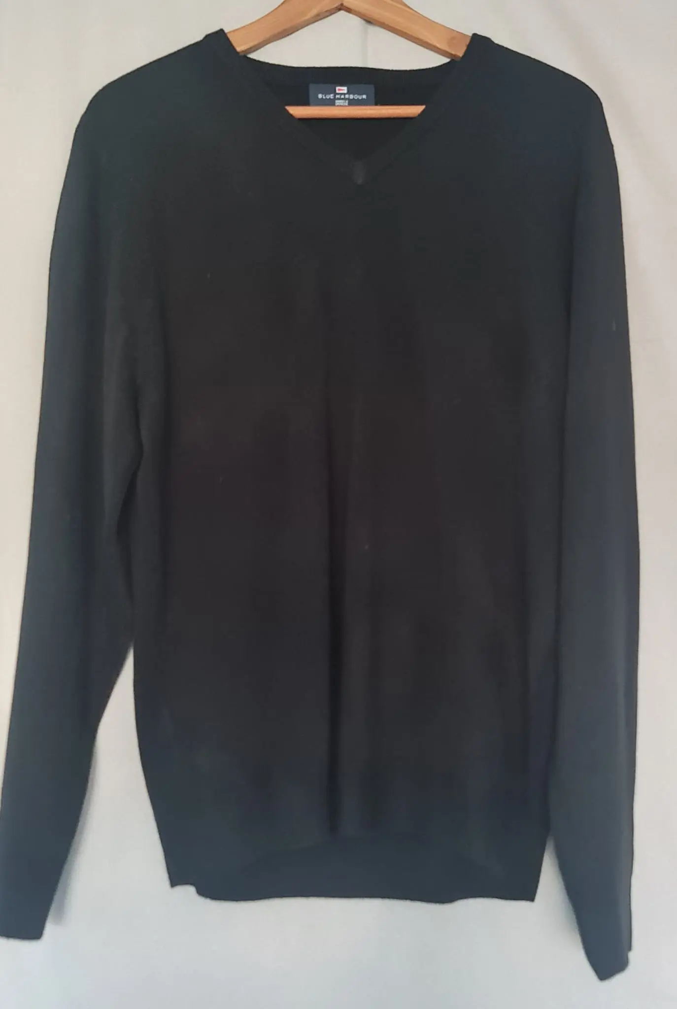 Marks & Spencer Blue Harbour Mens Black V Neck Jumper L