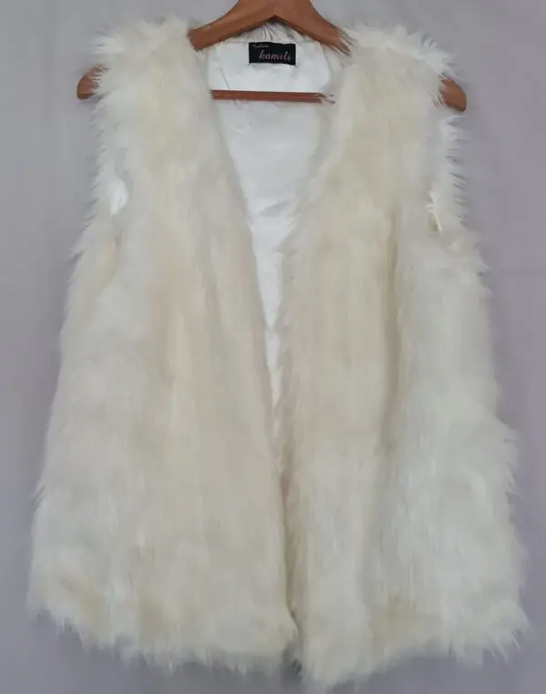 Kamili Womens Cream Faux Fur Gilet M UK 12-14