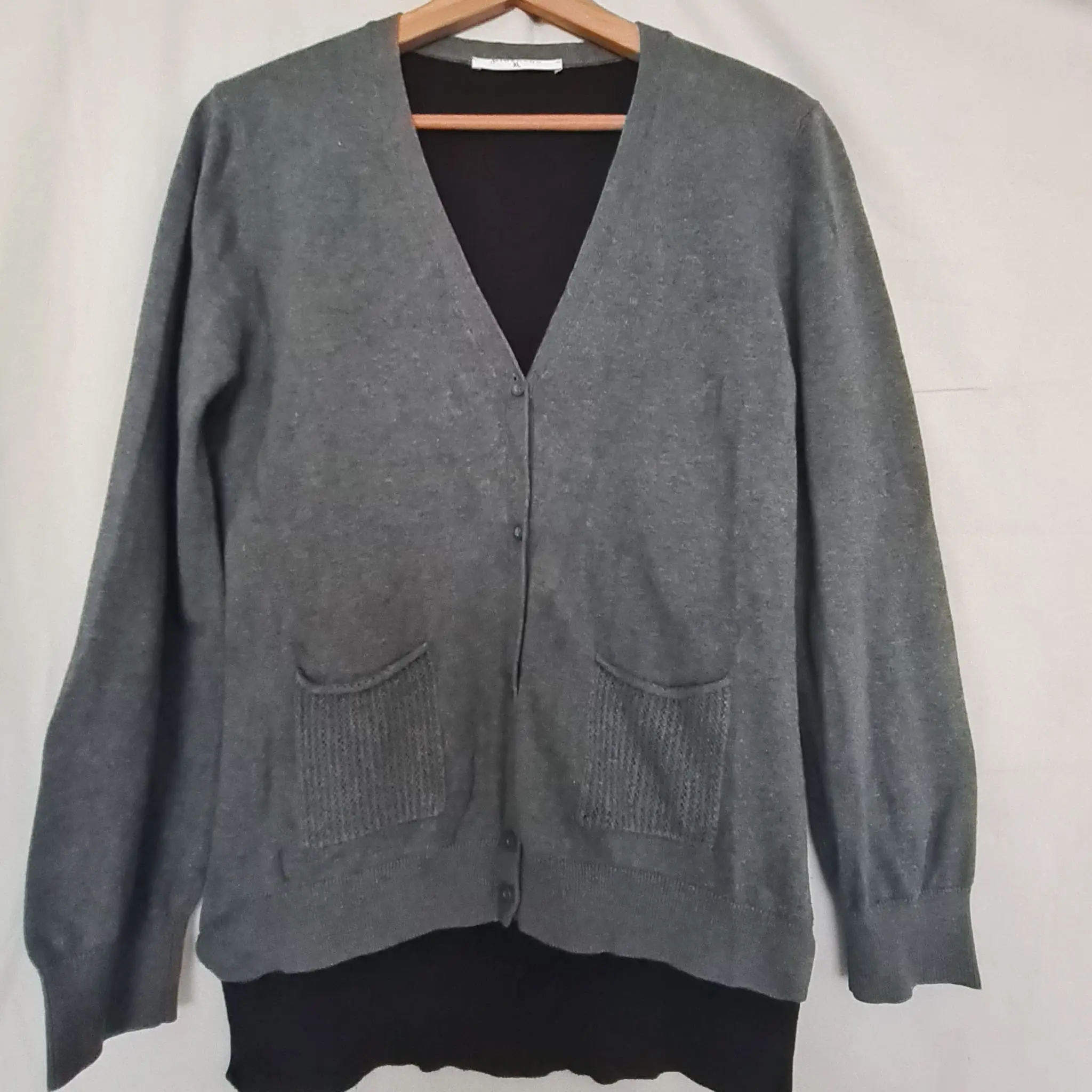 Giordano Womens Grey Black Layered Cardigan XL UK 20-22