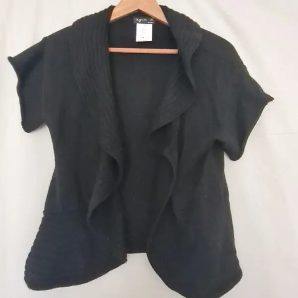 Agnes b Womens Black Merino Cashmere Cardigan S UK 8-10