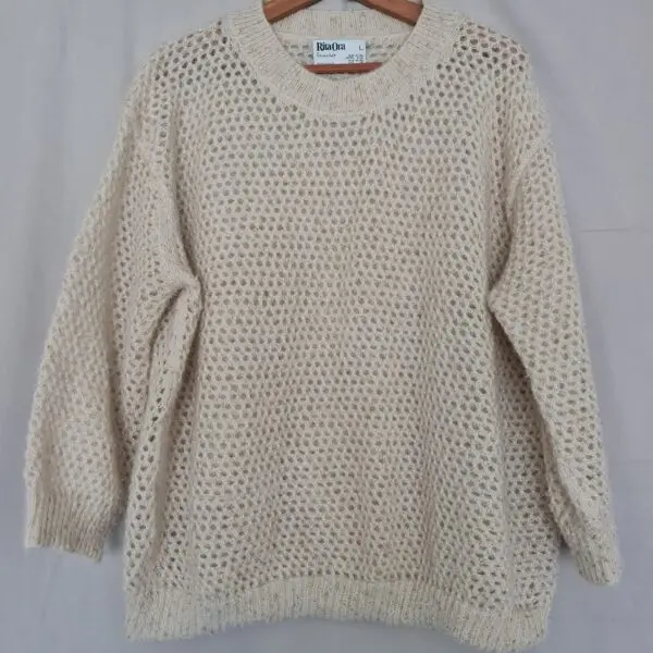 Rita Ora x Primark Womens Cream Open Knit Jumper UK 14-16