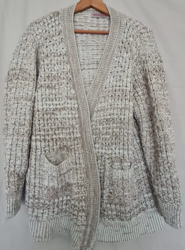 Glimpse Design Womens Beige Brown Open Knit Cardigan M UK 12-14