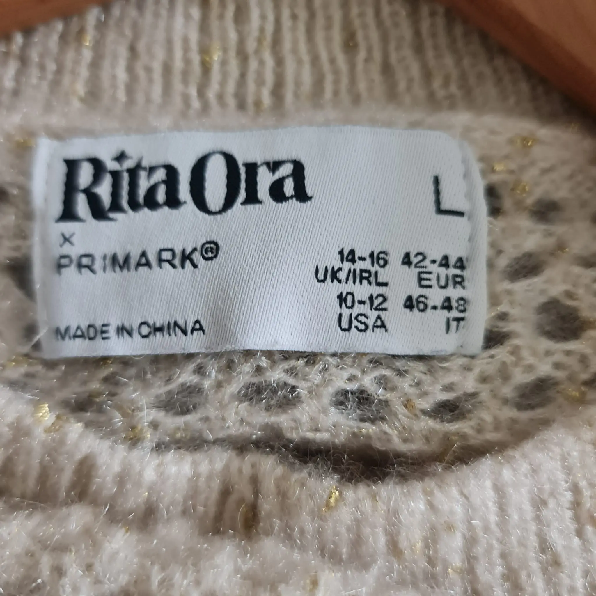Rita Ora x Primark Womens Cream Open Knit Jumper UK 14-16 - Image 2