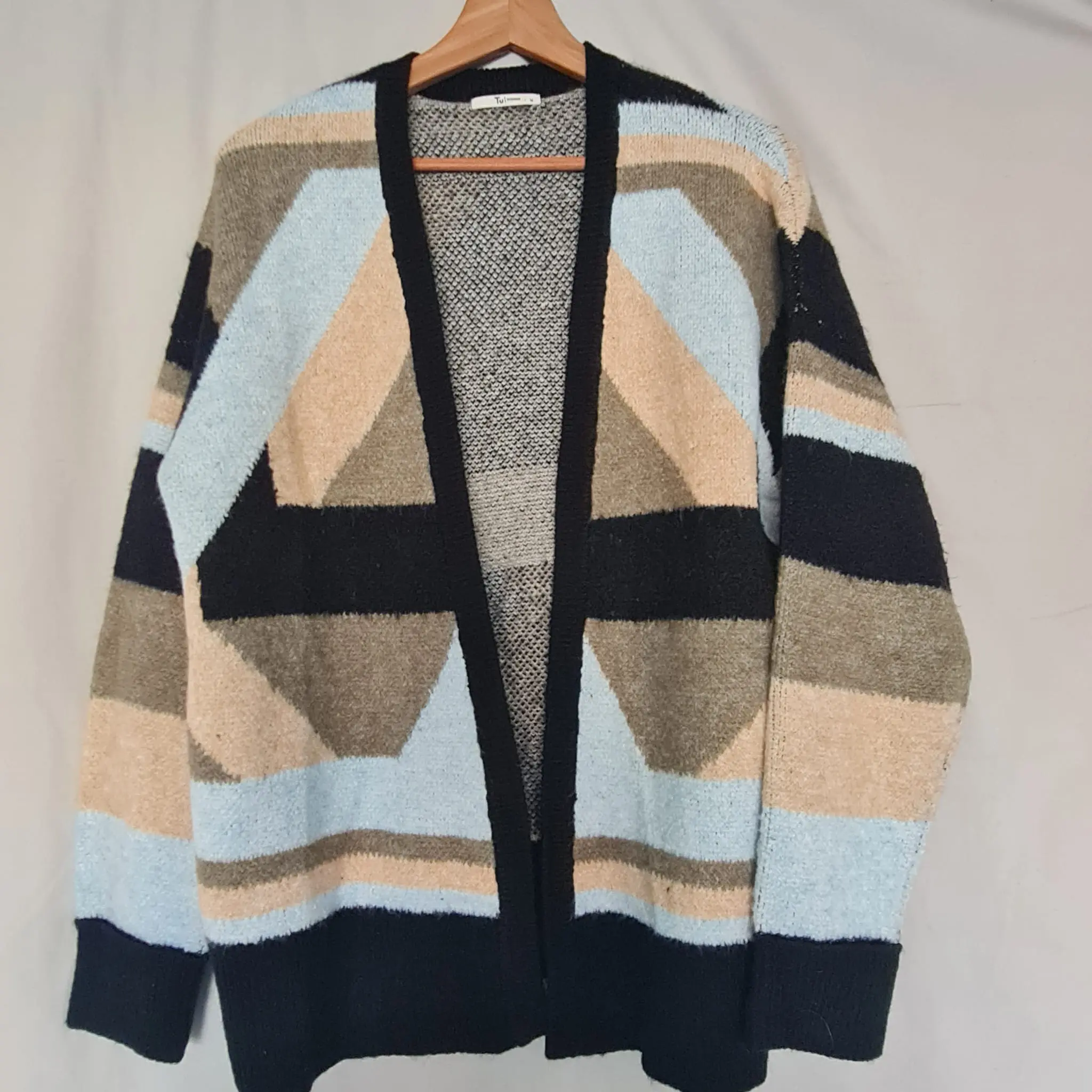 TU Womens Multi Colour Block Open Front Cardigan M UK 12-14